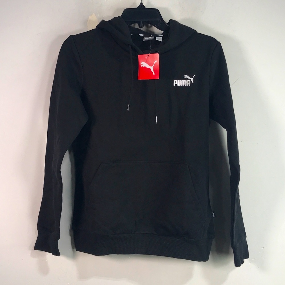 Puma Essentials+ Embroidery Fleece Hoodie, Women's Size SM - Black/White